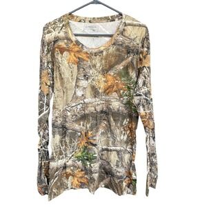 Magellan Outdoors Shirt Womens XXL Brown Realtree Edge Camo Long Sleeve Hunt